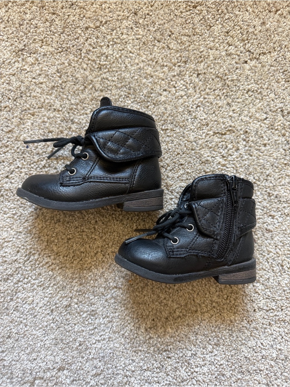 Garanimals Toddler Girls Black Quilted Moto Combat Boots
